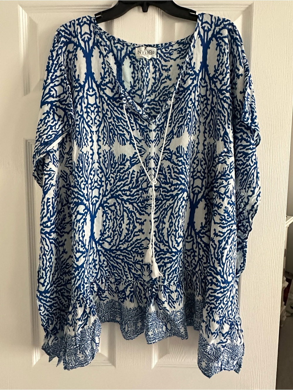 NVE Sun-Print Blue & White Tunic Coverup
